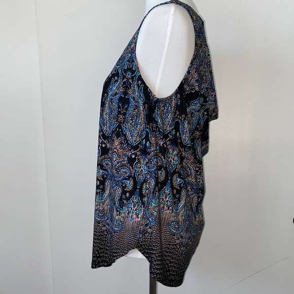 Aux Black Print Pretty Flowy Tank L - Picture 2 of 4